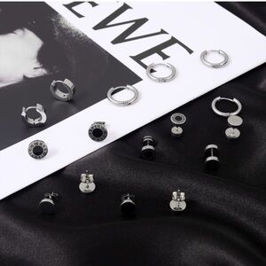 Silver Goth Punk Earrings Set